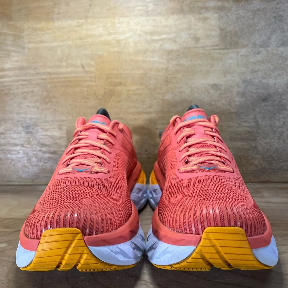 Hoka One One Bondi 7 CUSHIONED Womens Size 9 Running Shoes Sneakers Coral - Picture 2 of 12